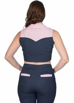 Banned Diner Days 50's Tie Blouse Dark Blue -KILLSTAR Sales Store banned BL14054 diner days blouse dark blue 1 1024x1024