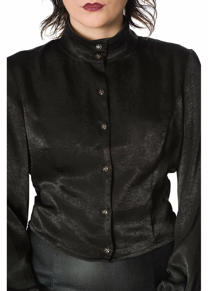 Banned Pentacle Pentagram 60's Blouse Black - Image 2