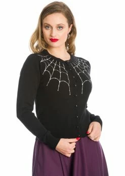 Banned Under Her Spider Web 50's Cardigan Black White