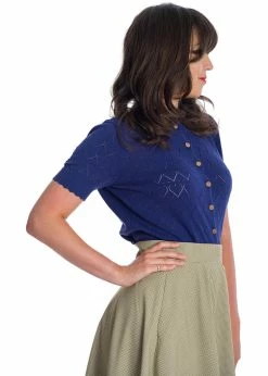 Banned Summer Scallop 40's Cardigan Navy Blue -KILLSTAR Sales Store banned CA21131 summer scallop cardigan navy 2 1024x1024