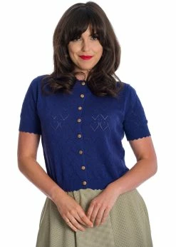 Banned Summer Scallop 40's Cardigan Navy Blue