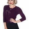 Banned Cat Scallop Collar 40's Cardigan Aubergine Purple -KILLSTAR Sales Store banned CA3215 cat scallop cardigan aubergine 0 1024x1024