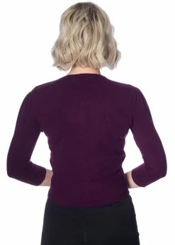 Banned Cat Scallop Collar 40's Cardigan Aubergine Purple -KILLSTAR Sales Store banned CA3215 cat scallop cardigan aubergine 1 1024x1024