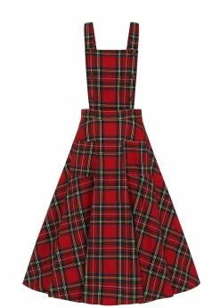 Banned Sweet Tartan Pinafore 40's Swing Dress Red