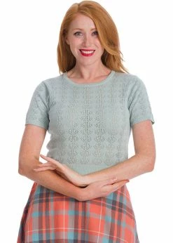 Banned Bow Pointelle 40's Top Green