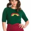 Banned Rainbow Winter 60's Jumper Green