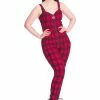 Banned Lenore Tartan 80's Jumpsuit Red