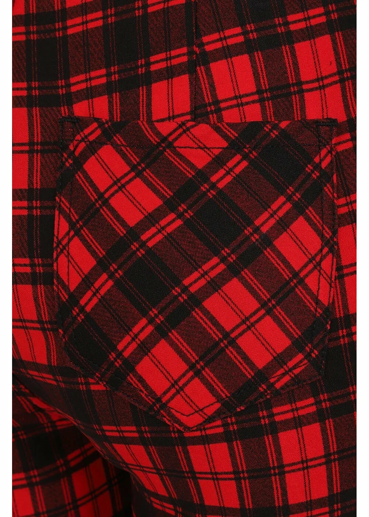 Banned Lenore Tartan 80's Jumpsuit Red 7 Banned Lenore Tartan 80's Jumpsuit Red - Image 5