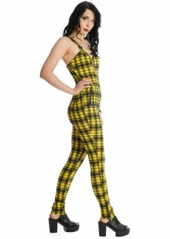 Banned Lenore Tartan 80's Jumpsuit Yellow -KILLSTAR Sales Store banned PL92034 lenora jumpsuit yellow 1 1024x1024