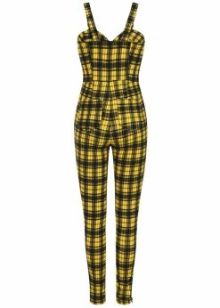 Banned Lenore Tartan 80's Jumpsuit Yellow -KILLSTAR Sales Store banned PL92034 lenora jumpsuit yellow 4 1024x1024