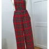 Banned Party Girl Tartan 60's Dungarees Red
