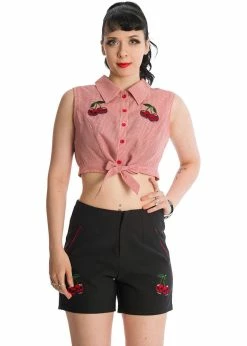Banned Cherry Skull Up 50's Blouse Red