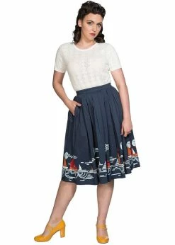 Banned Summer Sail 50's Swing Skirt Navy -KILLSTAR Sales Store banned SK25138 summer sail swing skirt nav 48 0 1024x1024