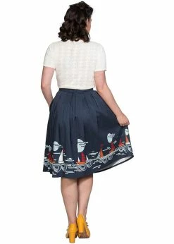 Banned Summer Sail 50's Swing Skirt Navy -KILLSTAR Sales Store banned SK25138 summer sail swing skirt nav 48 2 1024x1024