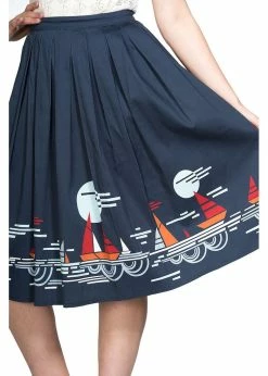Banned Summer Sail 50's Swing Skirt Navy