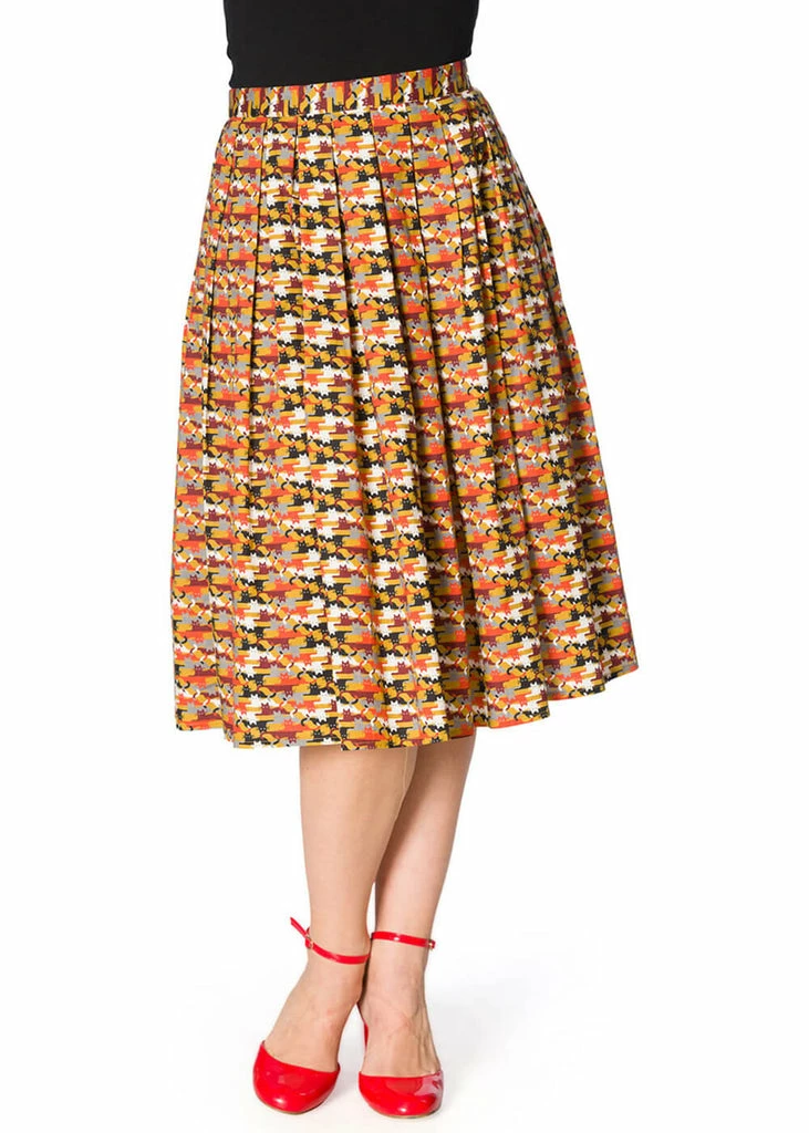 Banned Purrrfect Cat 60's Swing Skirt Mustard 6 Banned Purrrfect Cat 60's Swing Skirt Mustard - Image 4