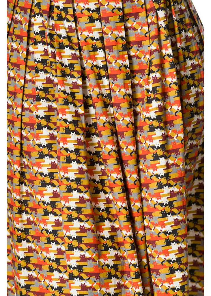 Banned Purrrfect Cat 60's Swing Skirt Mustard 4 Banned Purrrfect Cat 60's Swing Skirt Mustard - Image 2