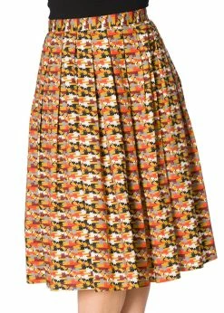 Banned Purrrfect Cat 60's Swing Skirt Mustard