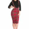 Banned Office Queen Tartan 50's Pencil Skirt Red