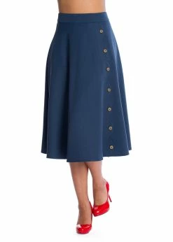 Banned Sweet Scallop 40's Swing Skirt Navy