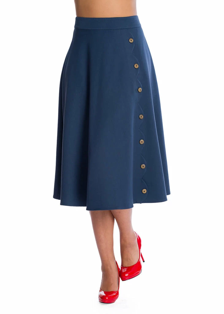 Banned Sweet Scallop 40's Swing Skirt Navy 3 Banned Sweet Scallop 40's Swing Skirt Navy