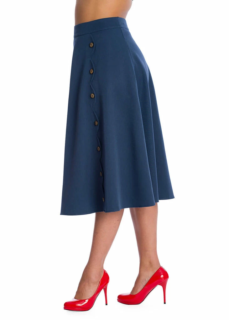 Banned Sweet Scallop 40's Swing Skirt Navy 7 Banned Sweet Scallop 40's Swing Skirt Navy - Image 5