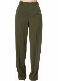 Banned Party On 40's Pantalon Trousers Dark Green -KILLSTAR Sales Store banned TBN435 party on trousers dark green 0 1024x1024
