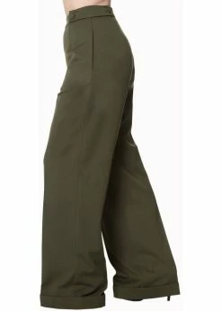Banned Party On 40's Pantalon Trousers Dark Green -KILLSTAR Sales Store banned TBN435 party on trousers dark green 2 1024x1024