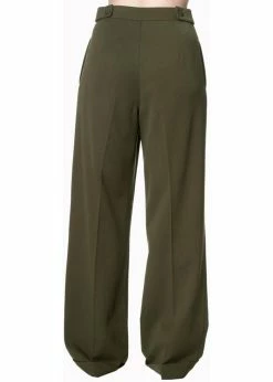 Banned Party On 40's Pantalon Trousers Dark Green -KILLSTAR Sales Store banned TBN435 party on trousers dark green 3 1024x1024
