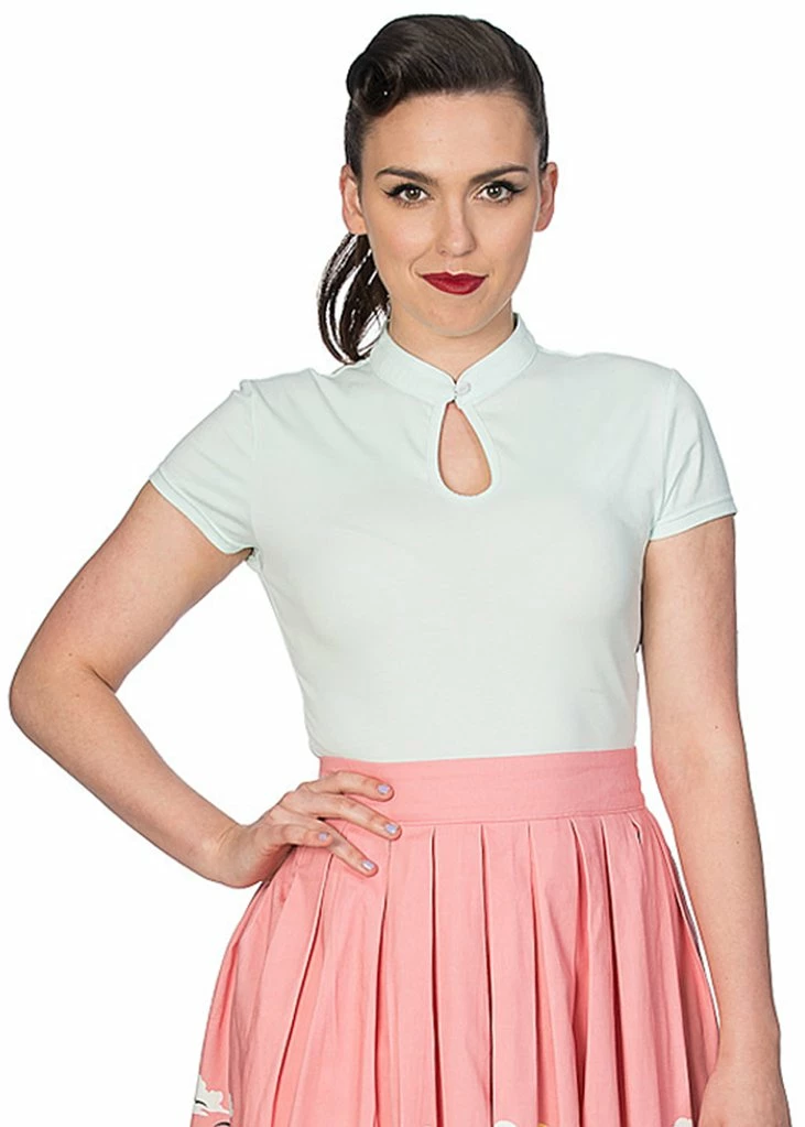 Banned Mandarin Collar 40's Top Mint Colour 3 Banned Mandarin Collar 40's Top Mint Colour