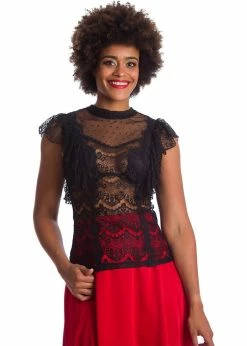 Banned Romance Lace 40's Top Black