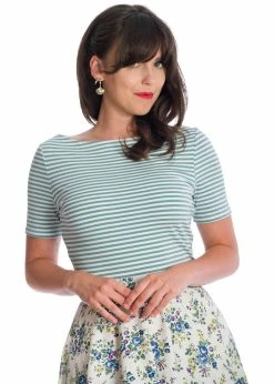 Banned Sizzle Stripe 50's Top Blue