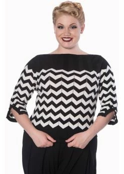 Banned Vanilla Chevron 60's Top Black White