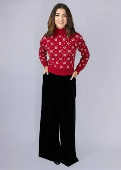 Bright & Beautiful Looloo Velvet 70's Trousers Black