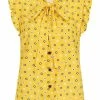 Bright & Beautiful Penny Polka Meadow 70's Blouse Yellow