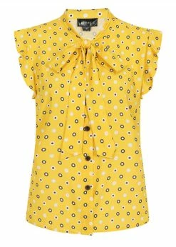 Bright & Beautiful Penny Polka Meadow 70's Blouse Yellow