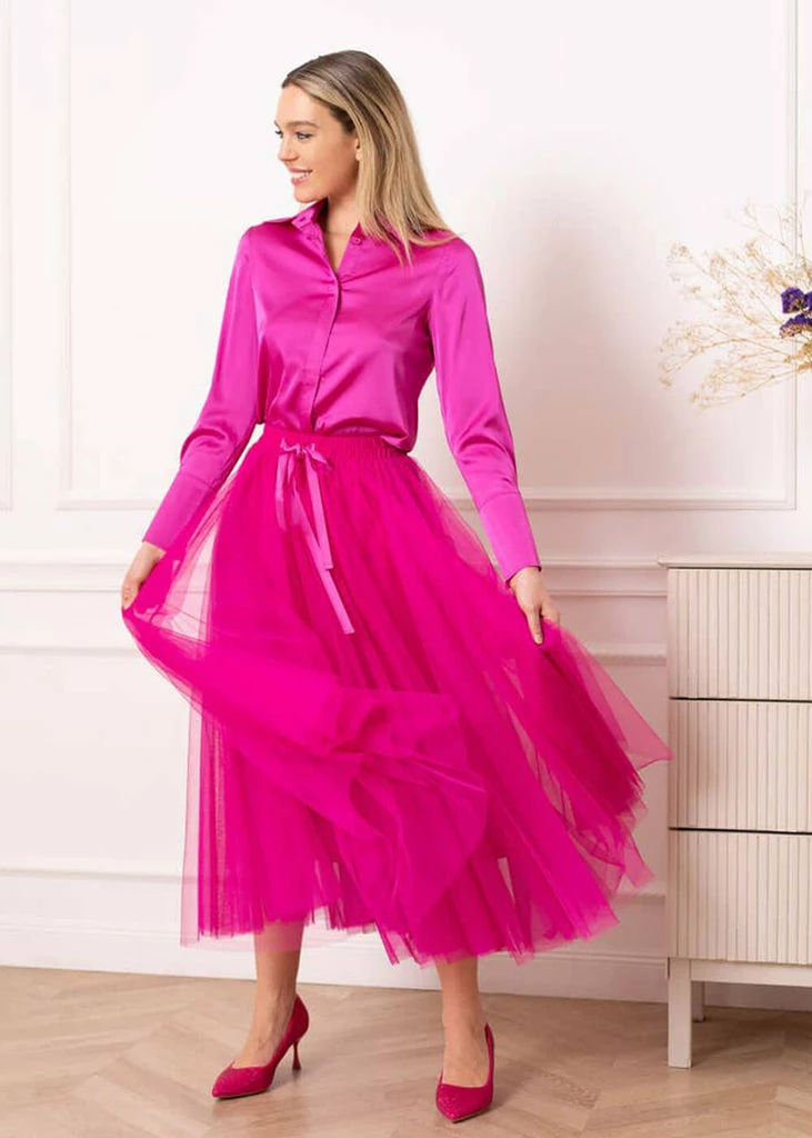 Choklate Paris Amore 50's Tulle Skirt Fuchsia 5 Choklate Paris Amore 50's Tulle Skirt Fuchsia - Image 3