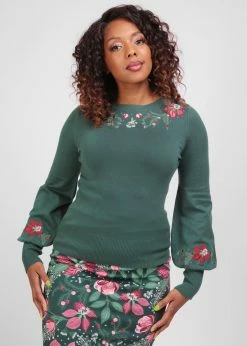 Collectif Stevie Escapist Floral 50's Jumper Green 8 Collectif Stevie Escapist Floral 50's Jumper Green -KILLSTAR Sales Store collectif AW210121A stevie escapist jumper grn 4 1024x1024