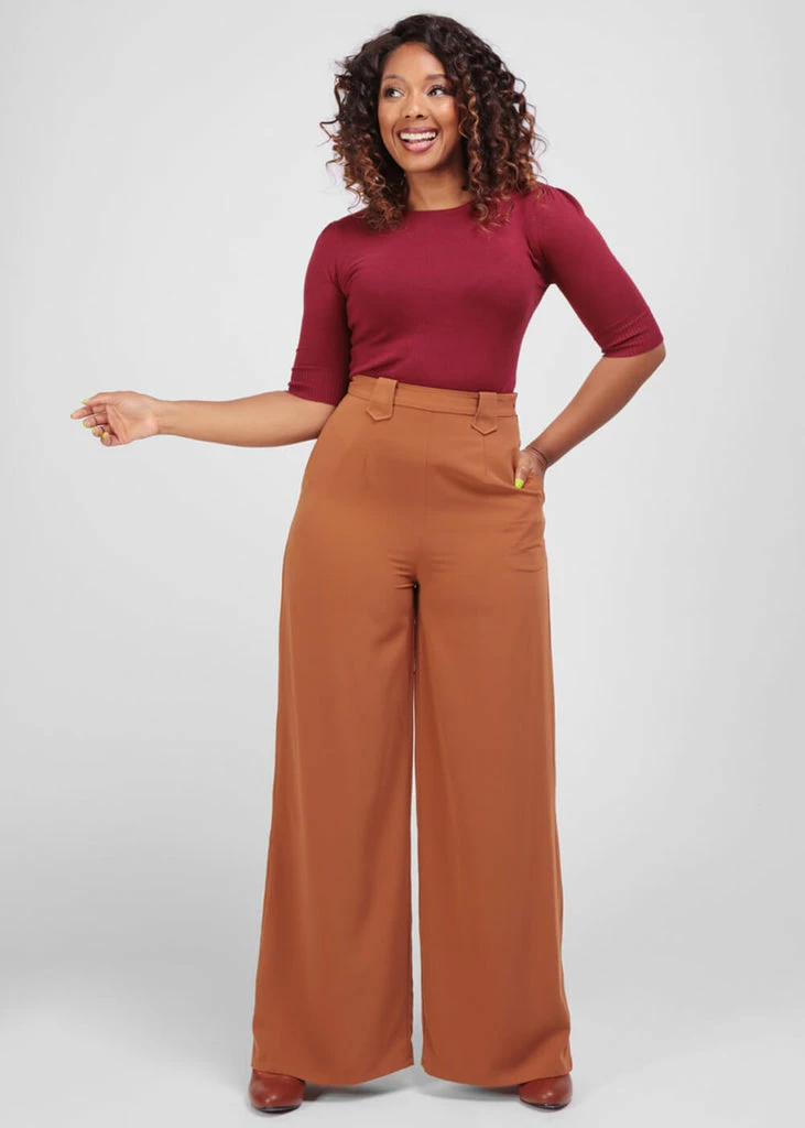 Collectif Darleen 40's Trousers Brown 4 Collectif Darleen 40's Trousers Brown - Image 2