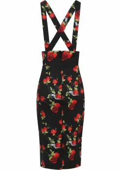 Collectif Alexa Deathly Apples 50's Pencil Skirt Black -KILLSTAR Sales Store collectif AW210307B alexa deathly pen skirt blk 1 1024x1024