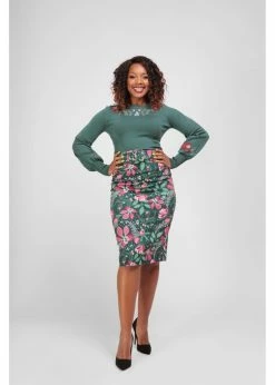 Collectif Juanita Escapist Floral 50's Pencil Skirt Multi -KILLSTAR Sales Store collectif AW210310A juanita escapist pencil skirt mul 0 1024x1024
