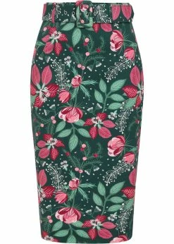 Collectif Juanita Escapist Floral 50's Pencil Skirt Multi
