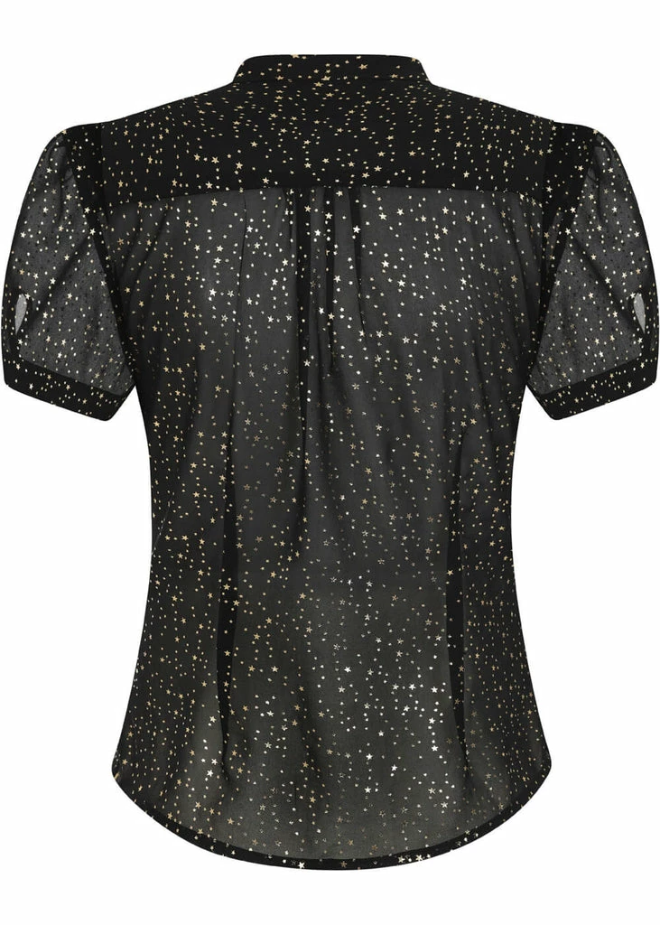 Collectif Tura Little Stars 40's Blouse Black 6 Collectif Tura Little Stars 40's Blouse Black - Image 4