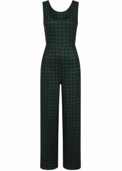 Collectif Gael Houndstooth Pinafore 40's Jumpsuit Green -KILLSTAR Sales Store collectif AW211901A gael houndstooth pina jumpsuit grn 2 9cde48fc 9ee7 4ac3 9f82 2f1f7ad96fae 1024x1024
