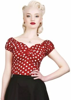 Collectif Dolores Polkadot 50's Top Red -KILLSTAR Sales Store collectif C686 dolores polkadot top red 3 1024x1024