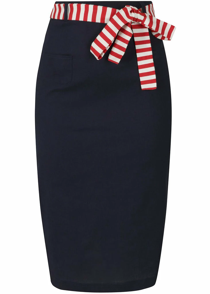 Collectif Marinella 40's Pencil Skirt Navy 3 Collectif Marinella 40's Pencil Skirt Navy