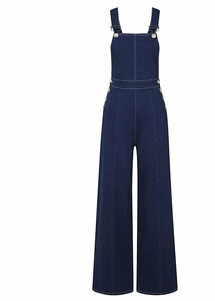 Collectif Thelma Denim 60's Dungarees Navy 3 Collectif Thelma Denim 60's Dungarees Navy