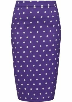 Collectif Polly Pretty Polka 50's Pencil Skirt Purple