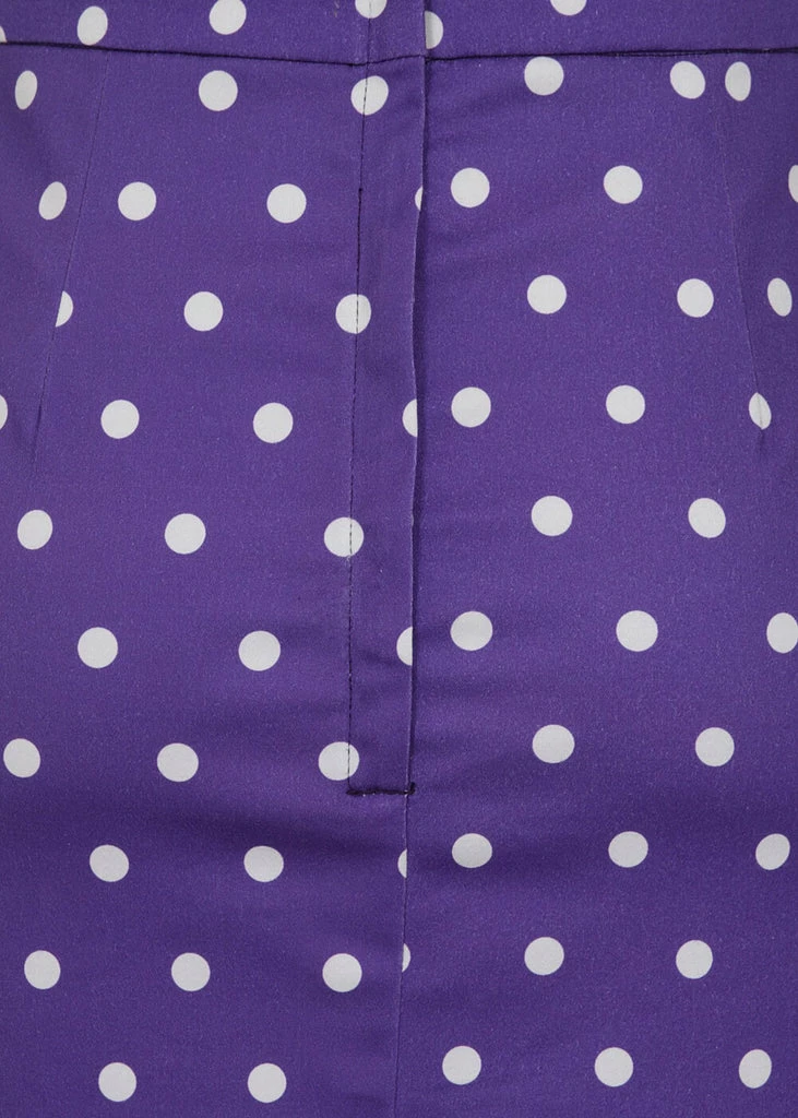 Collectif Polly Pretty Polka 50's Pencil Skirt Purple 7 Collectif Polly Pretty Polka 50's Pencil Skirt Purple - Image 5