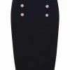 Collectif Nancy Nautical 40's Pencil Skirt Navy